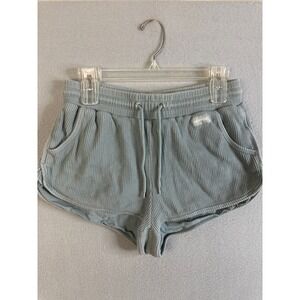 BO+TEE Ribbed Lounge Shorts Light Blue Drawstring Elastic Waist Women's Size‎ L